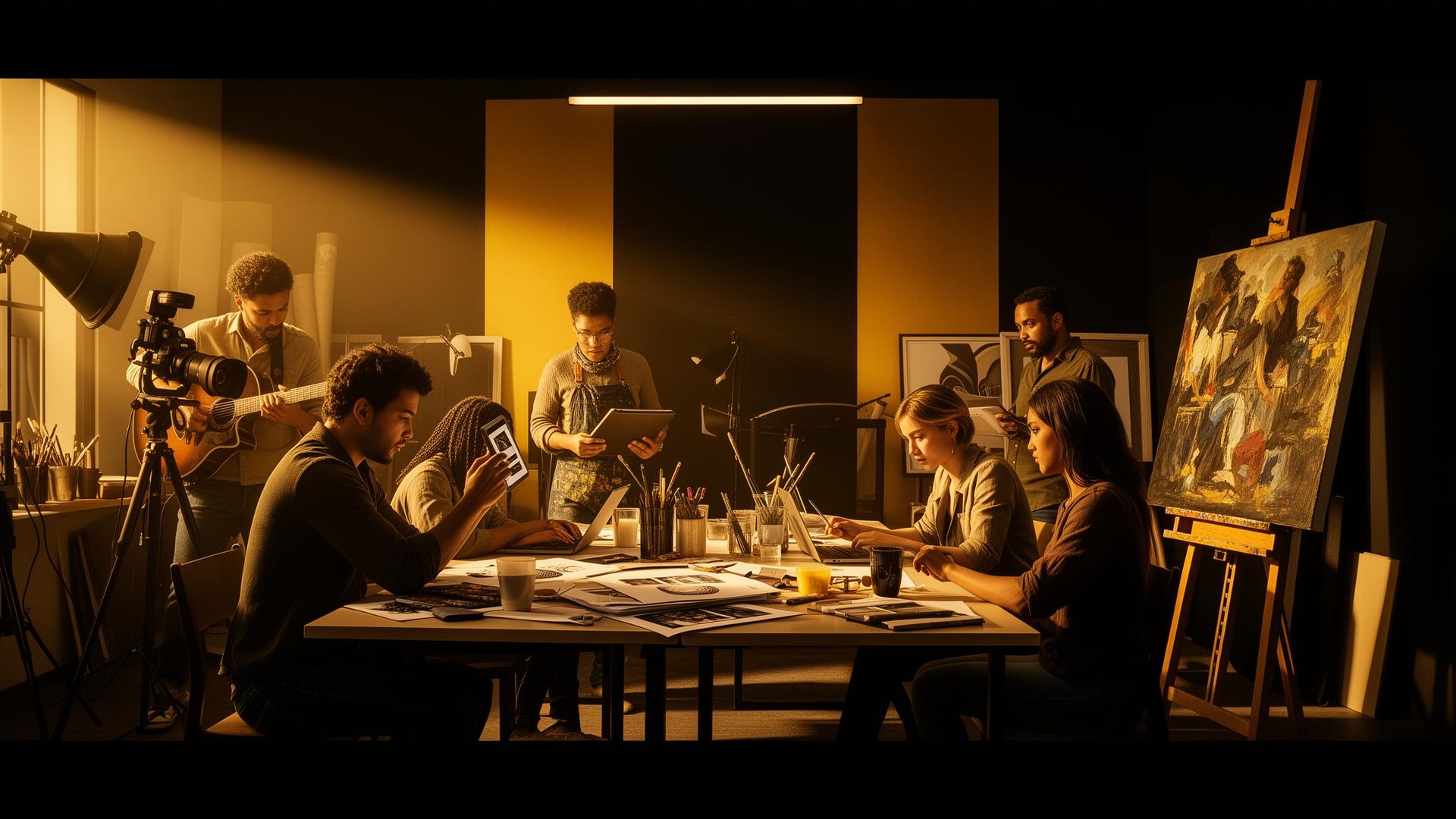 Creative professionals collaborating in a studio
